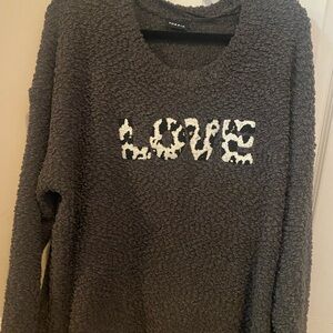 Torrid Gray Crew Neck Sweater with Love Graphic
